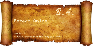 Berecz Anina névjegykártya